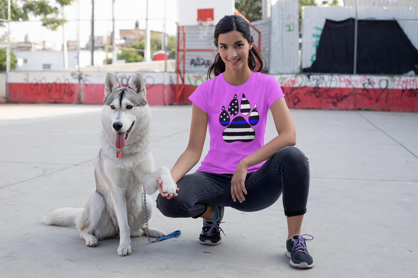 Police Dog Paw Design T-shirt