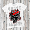 4G63T Engine T-Shirt - JDM Turbo Performance Graphic Tee white gildan 5000