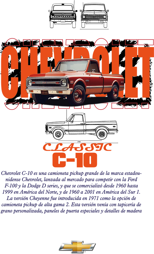 Chevrolet C-10 Classic Truck T-Shirt - Vintage Pickup Graphic Tee white gildan 5000