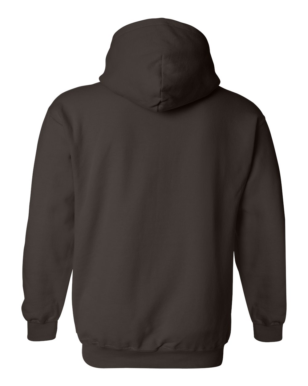 Back view of a plain brown hoodie on a white background