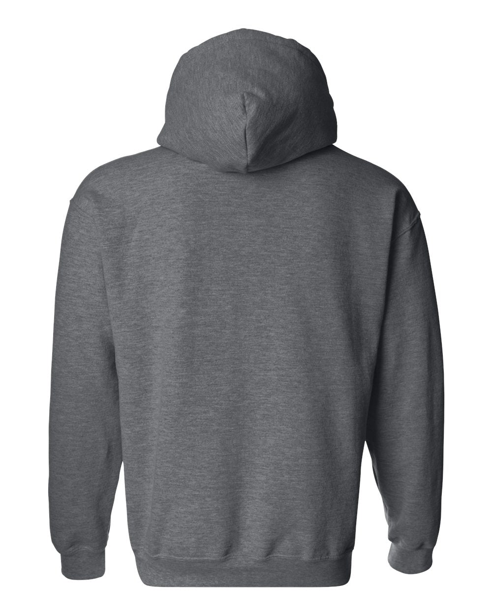 Gray hoodie shown from the back on a white background
