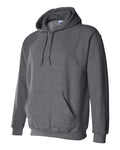 Gray hoodie with a brand logo on a white background