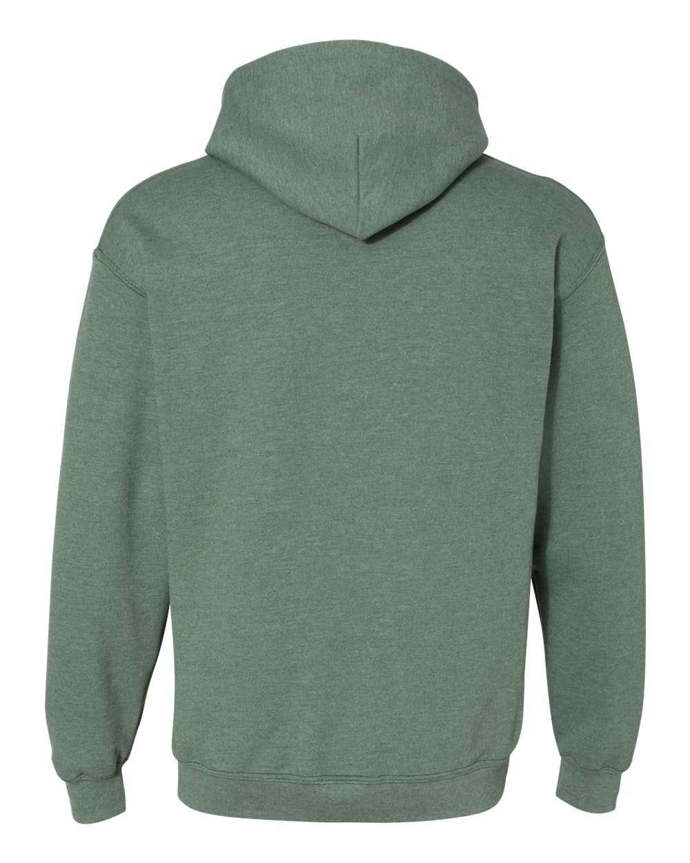 Green hoodie shown from the back on a white background