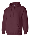 Maroon hoodie with a visible Gildan label on a white background