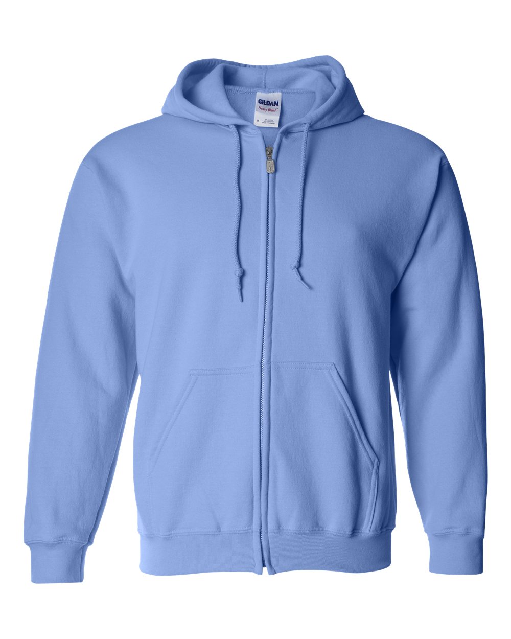 Carolina blue hoodie with a Gildan label on a white background