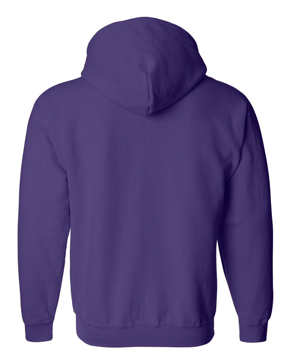 Purple hoodie shown from the back on a white background