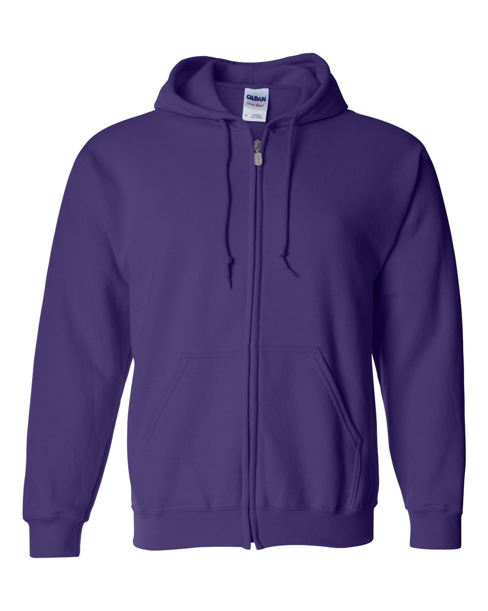 Purple hoodie with a brand label on a white background