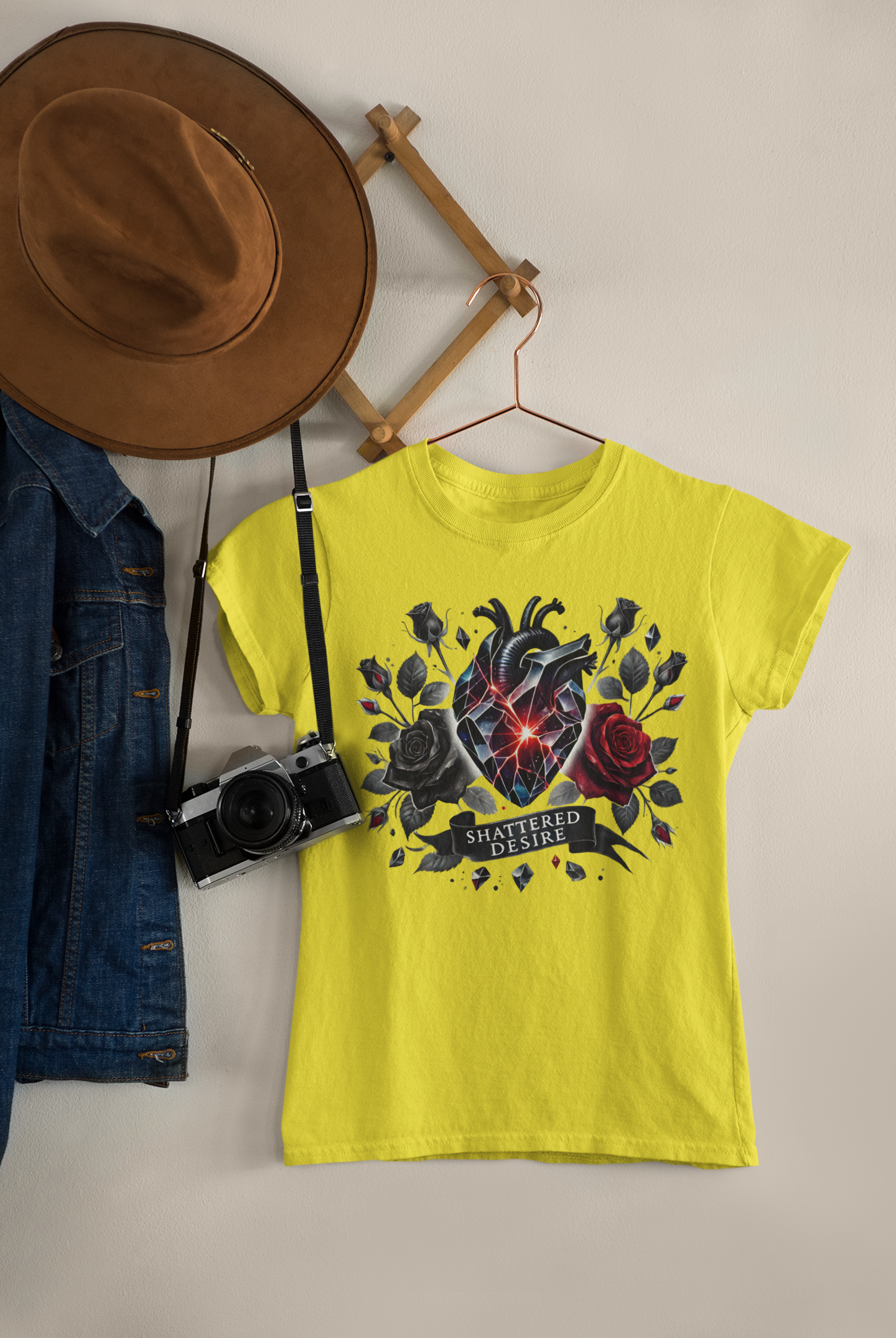 Shattered Desire Anatomical Heart yellow gildan 5000 tee