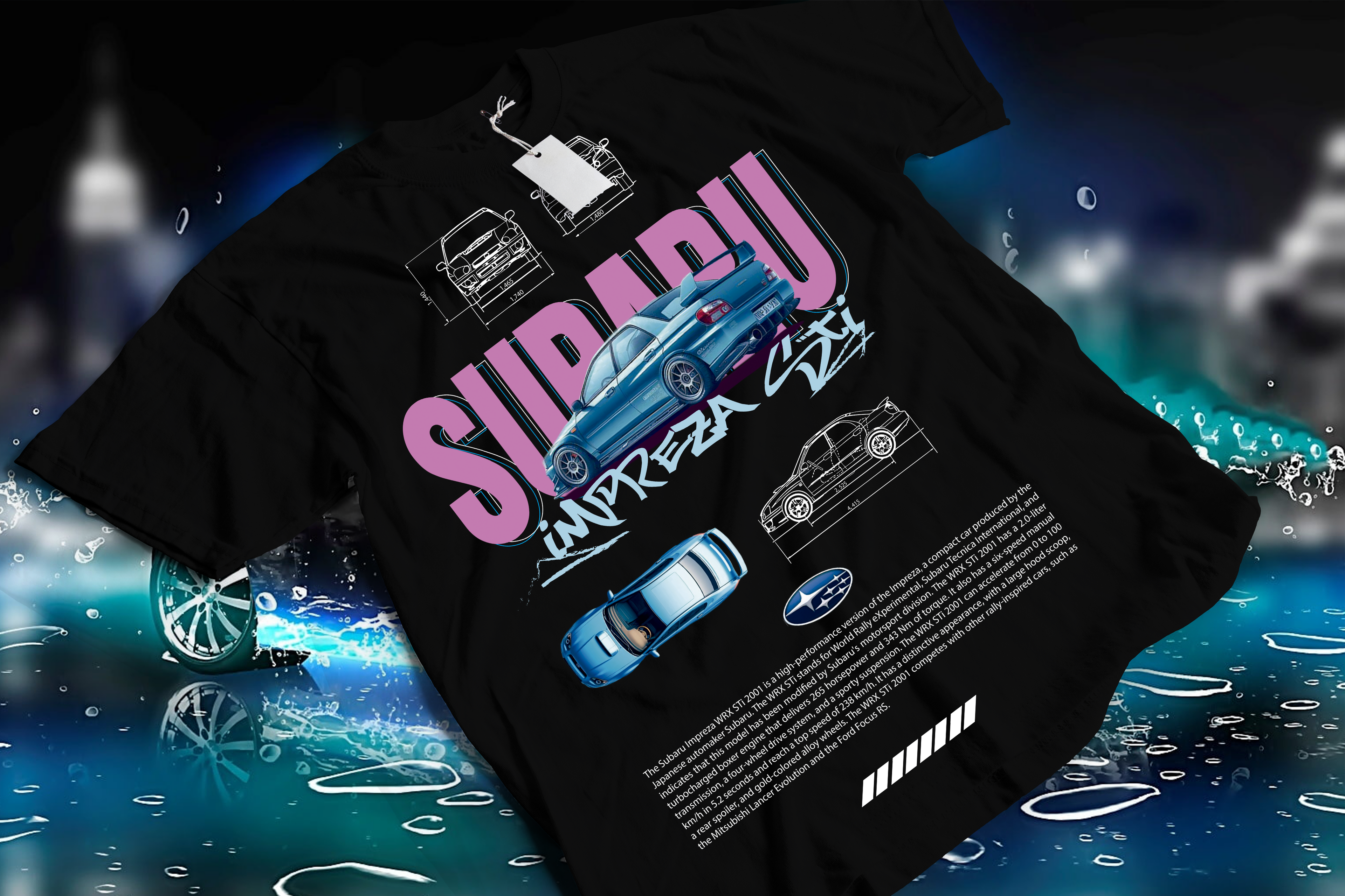 Subaru WRX - Rally Car Performance T-Shirt black gildan 5000