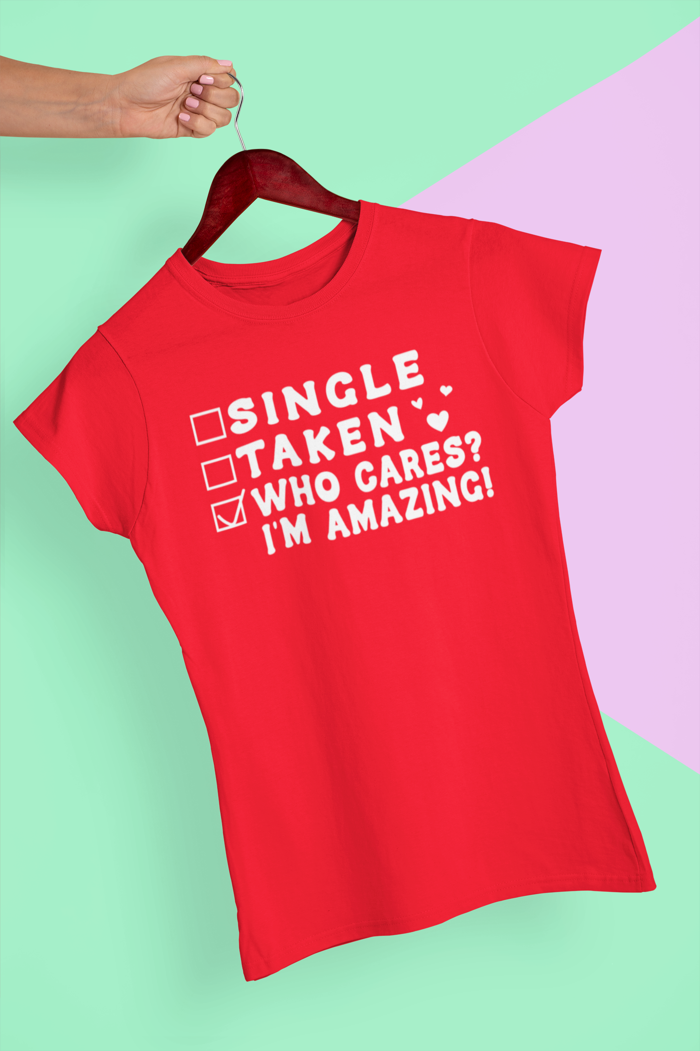 Who Cares I'm Amazing T-Shirt - red gildan 5000