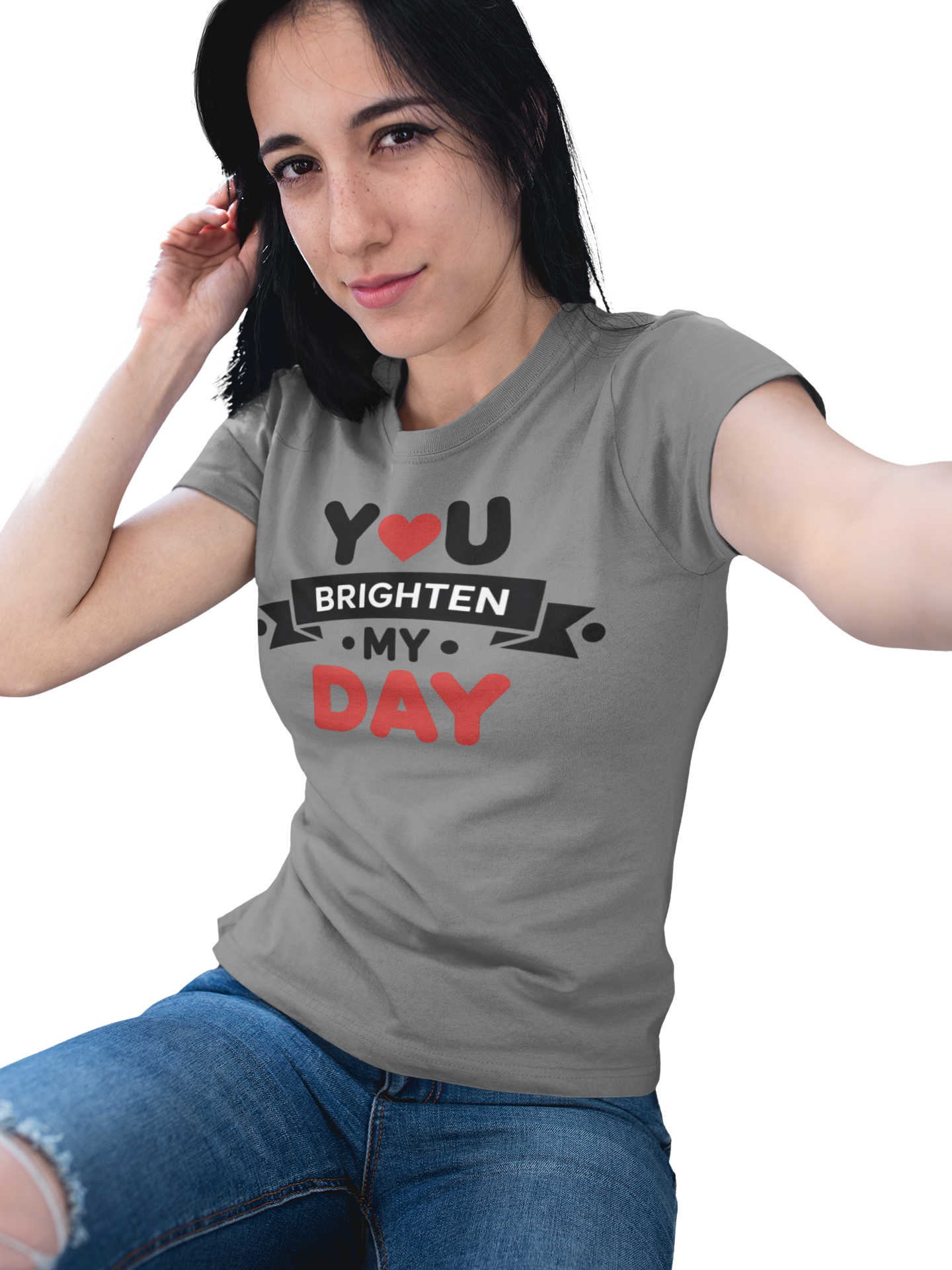 You Brighten My Day T-Shirt gray gildan 5000