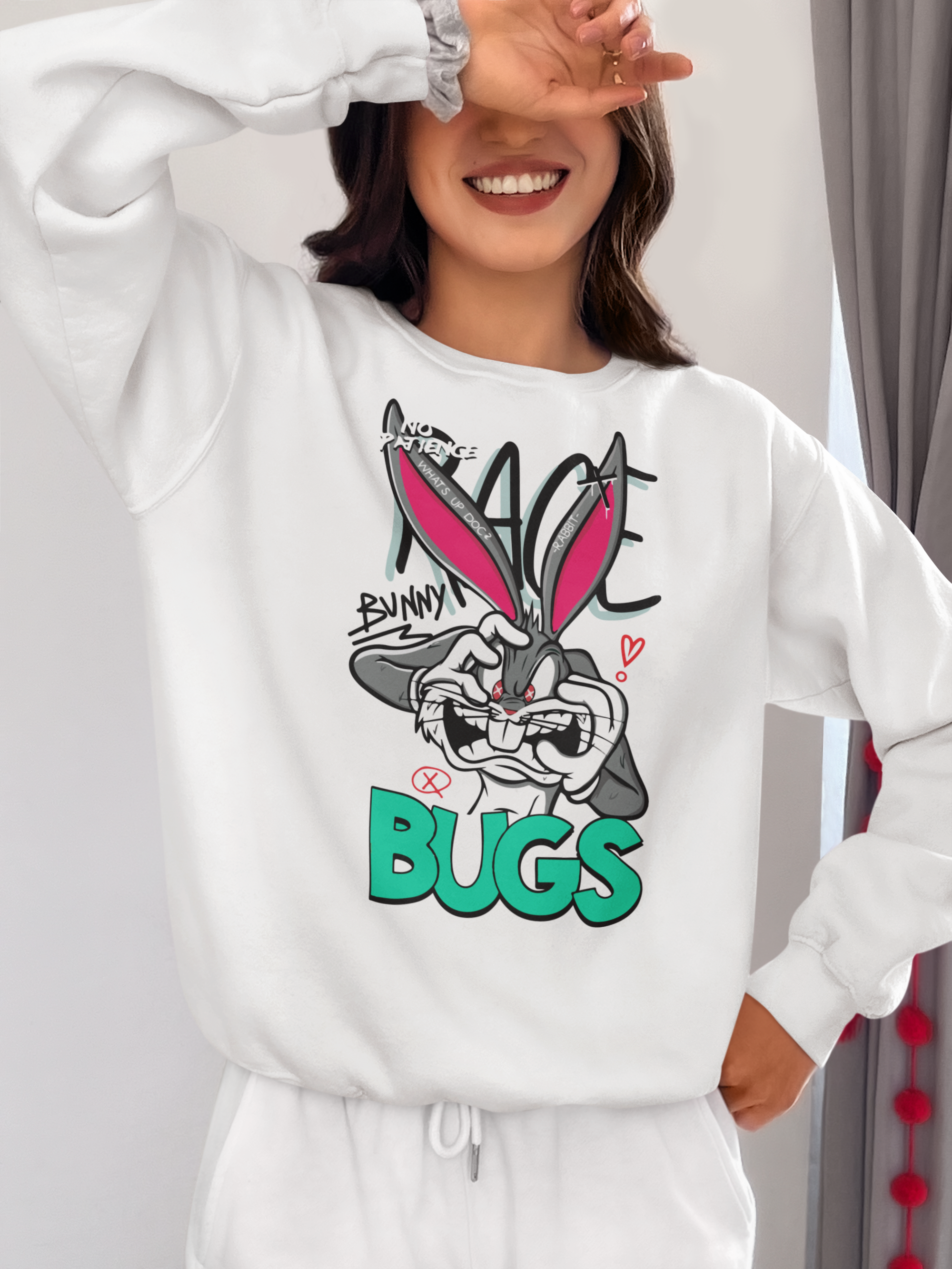 Rave Bugs gildan SF000 white sweatshirt