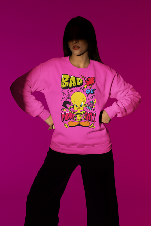 Bad Tweety Sweatshirt Gildan SF000 pink