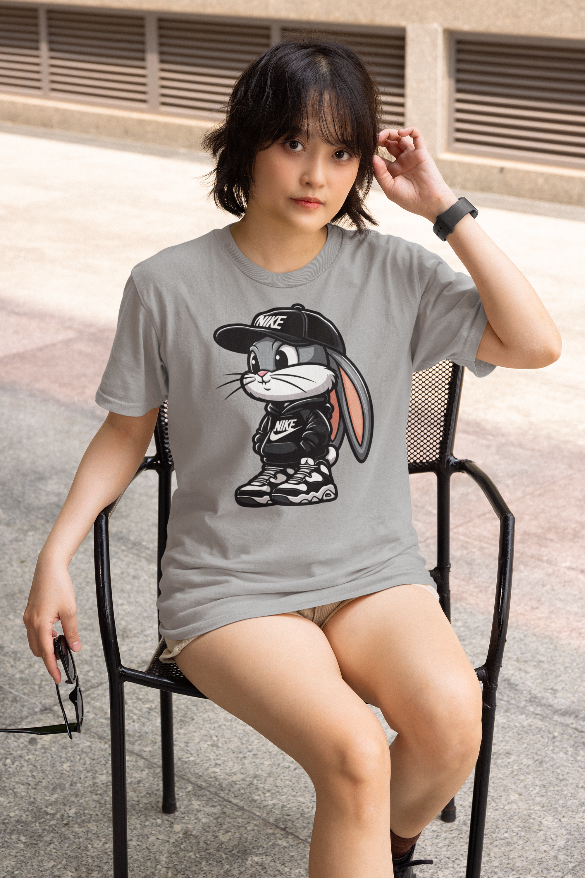 Bugs Bunny Streetwear T-Shirt gray gilan 5000