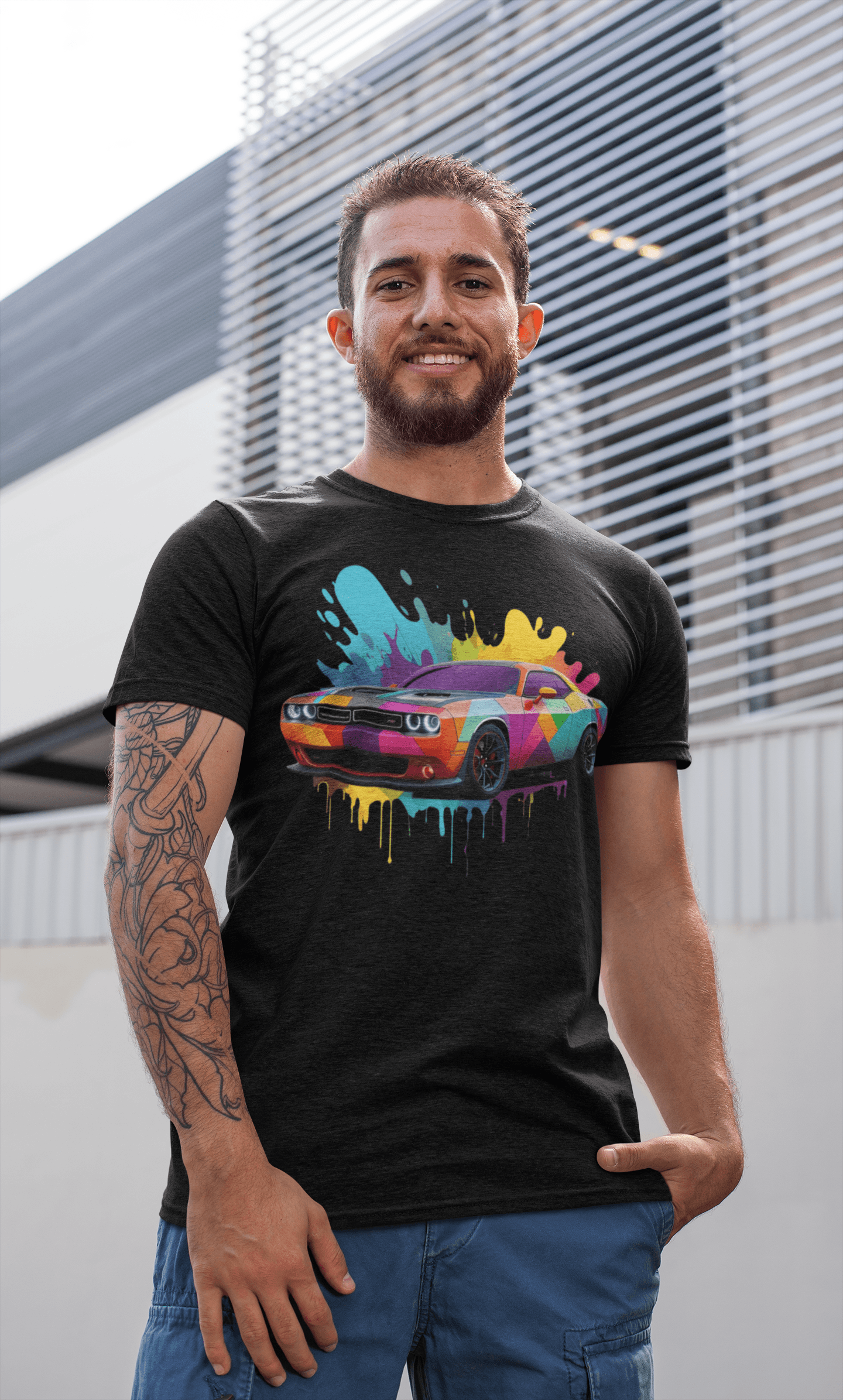 Dodge Challenger black Graphic t-shirt - Artwear Prints LLC