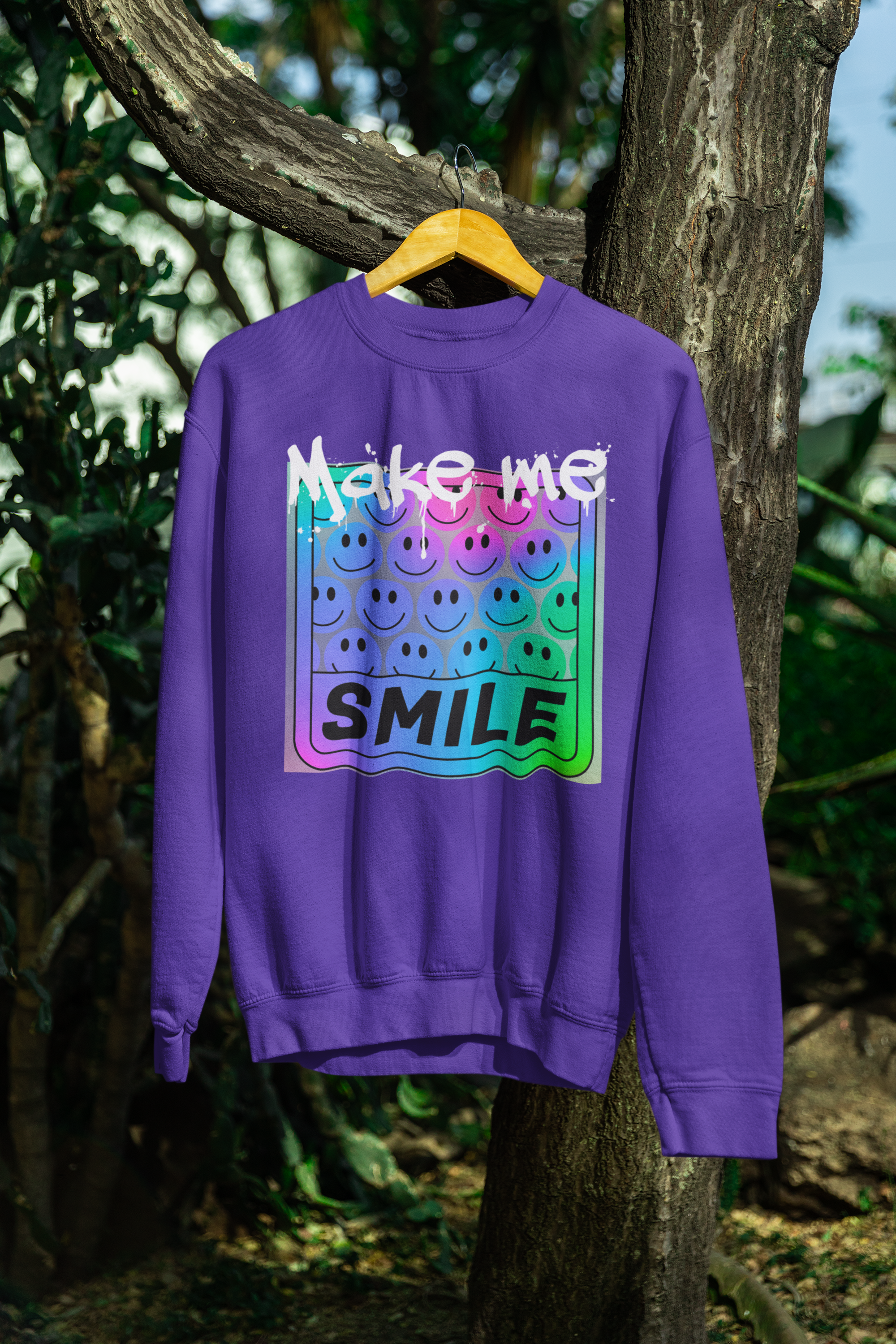 Make Me Smile Sweatshirt purple gildan SF000