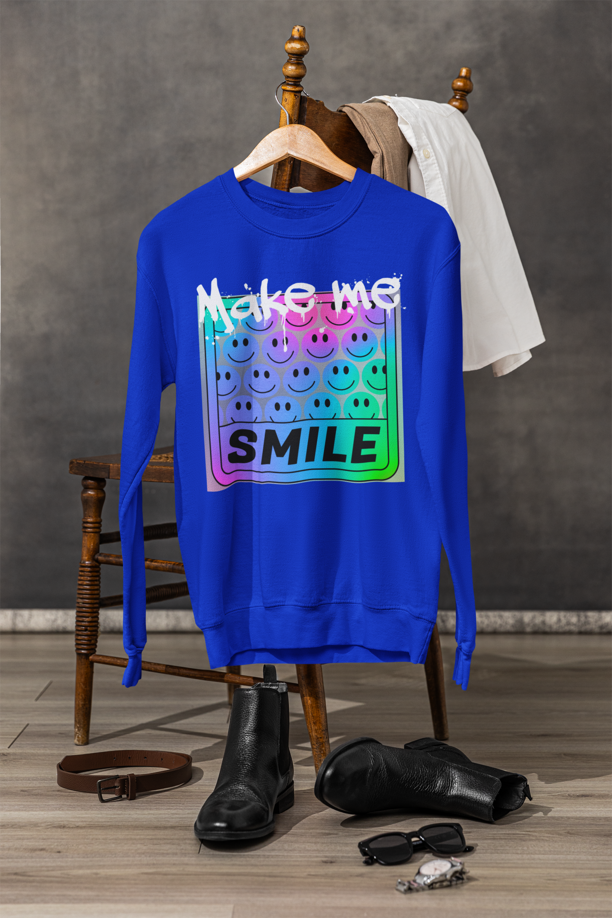 Make Me Smile Sweatshirt blue gildanSF000