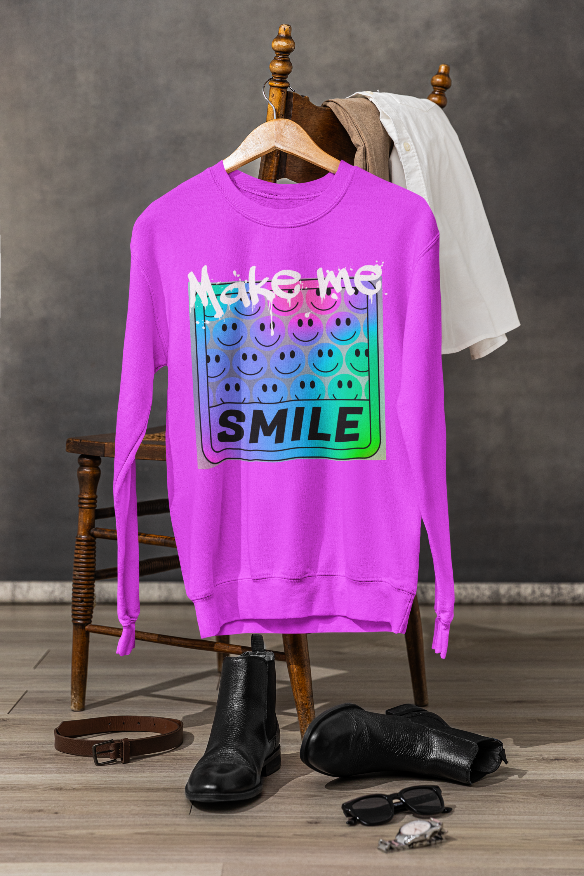 Make Me Smile Sweatshirt pink gildan SF000