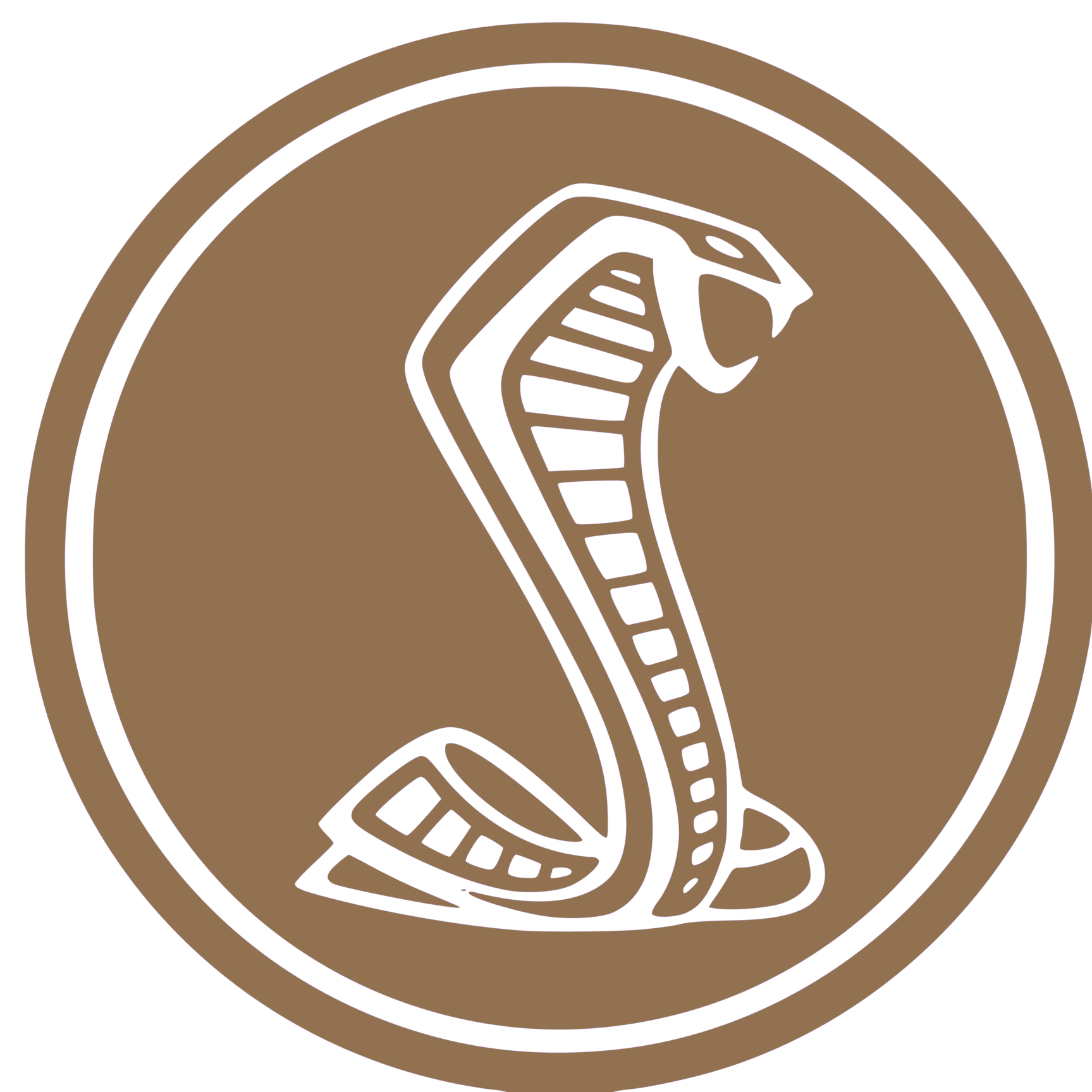Logo of a cobra in a circle on a gold background
