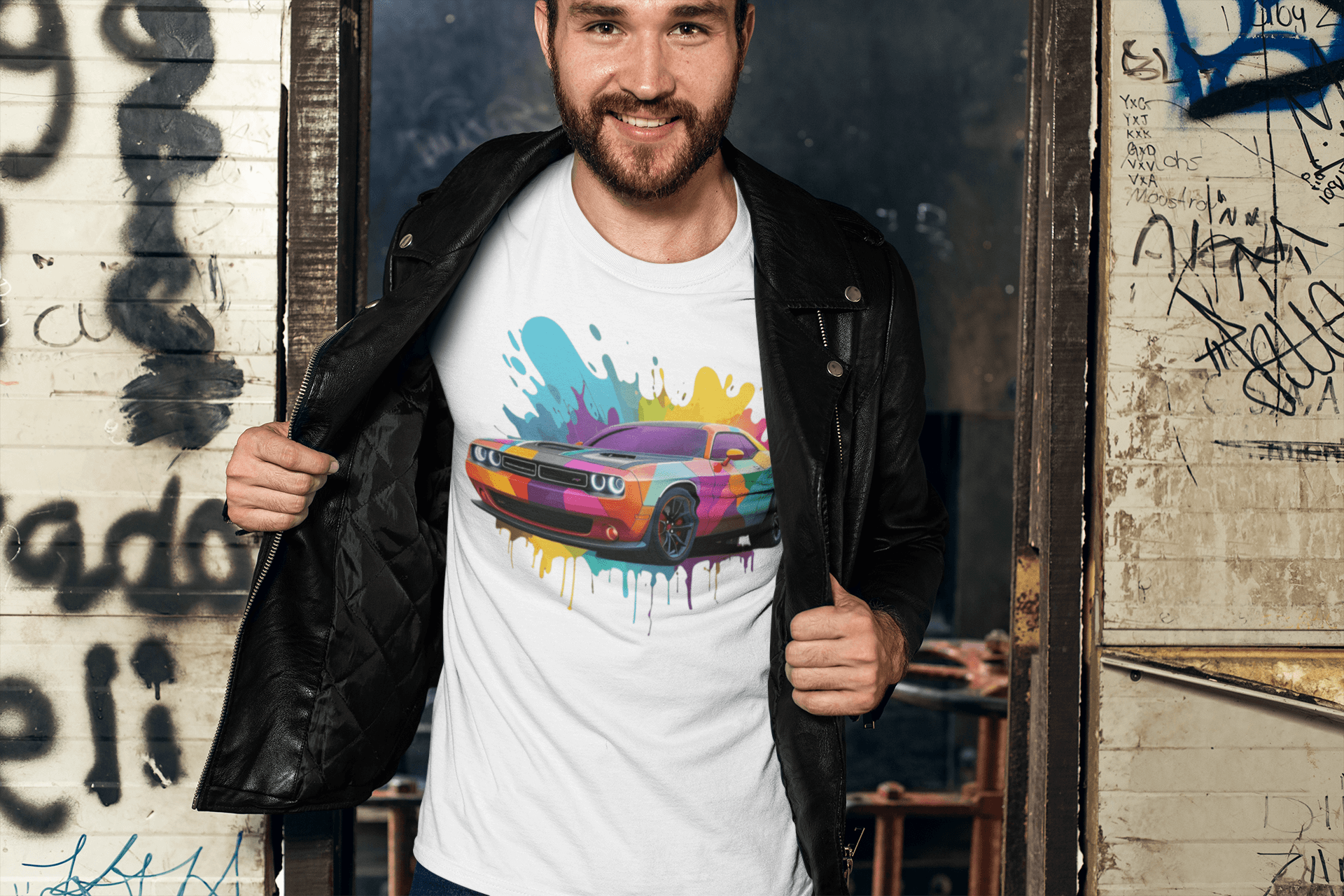 Dodge Challenger white Graphic t-shirt - Artwear Prints LLC